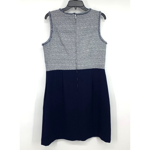 Ann Taylor Dress Blue Tweed A Line Flare Sleeveless Pockets - Picture 9 of 13